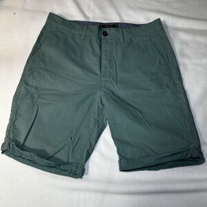 TwentyOne Mens Shorts‎ Forever 21 Size 30 100% Cotton Green Sewed Cuffs
